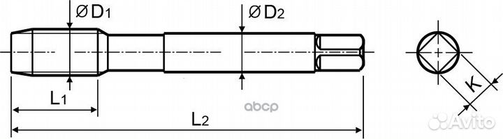 Метчик машинно-ручной T-drive со спиральной кан