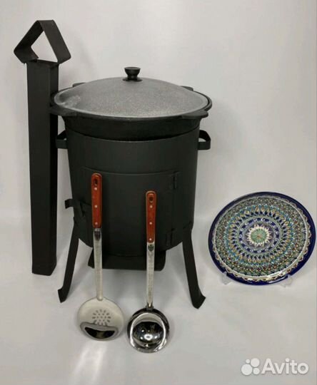 Казан чугунный с печкой + ляган