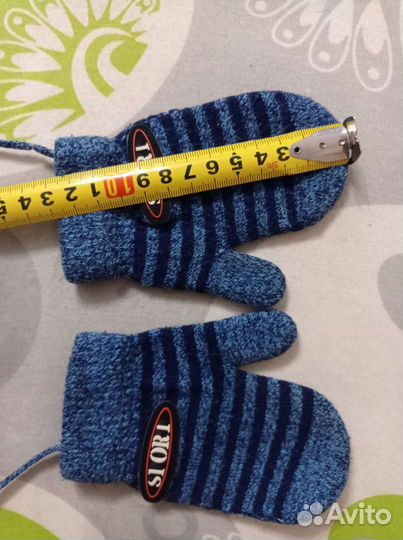 Варежки серые утеплённые на осень