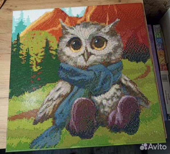 Алмазная мозаика на подрамнике 40*40 Сова