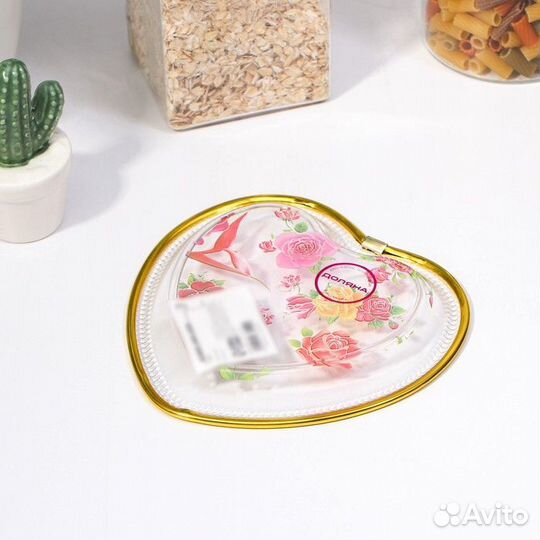 Блюдо фигурное «Сердце», 16,516,5 см, рисунок микс