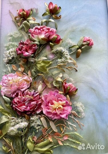 Картина вышивка лентами