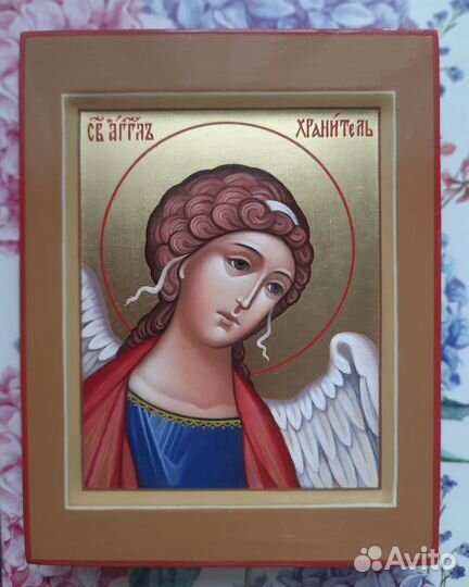 Рукописная икона Ангел Хранитель