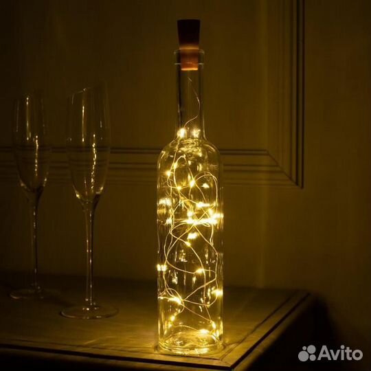 Гирлянда «Нить» 2 м роса с пробкой, IP20, серебрис