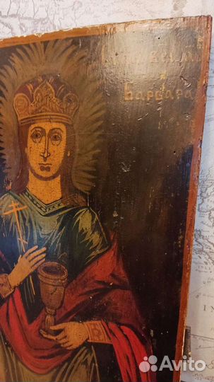 Старинная икона Святой Варвары 39*31 живопись