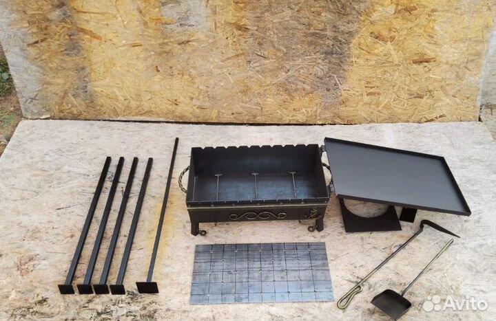 Очаг для казана с мангалом с крышкой разборный