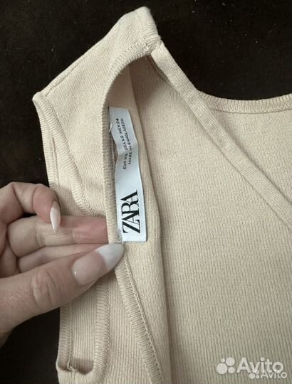 Платье летнее лапша трикотажное миди Zara розовое