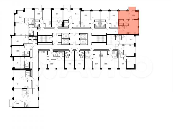 2-к. квартира, 53,5 м², 3/24 эт.