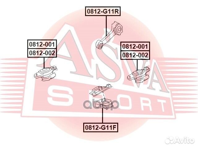 Опора двигателя 0812-001 asva