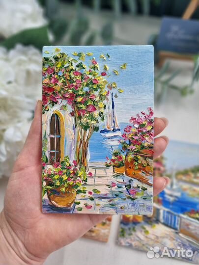 Картины маслом пейзаж Греции лето морской пейзаж