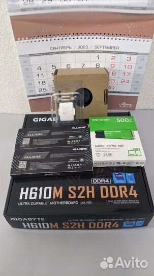 Intel core i3 12100f + h610 + 16gb + 500gb + кулер