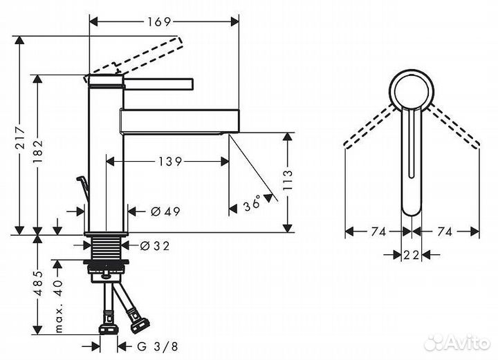 Смеситель для раковины Hansgrohe Finoris 76020670 черный