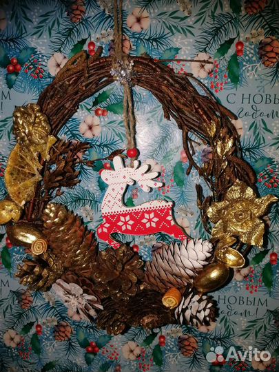 Новогодний Эко венок, поделка для детского сада
