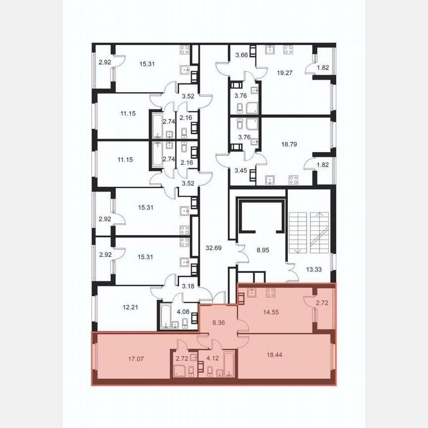 2-к. квартира, 64,6 м², 6/9 эт.