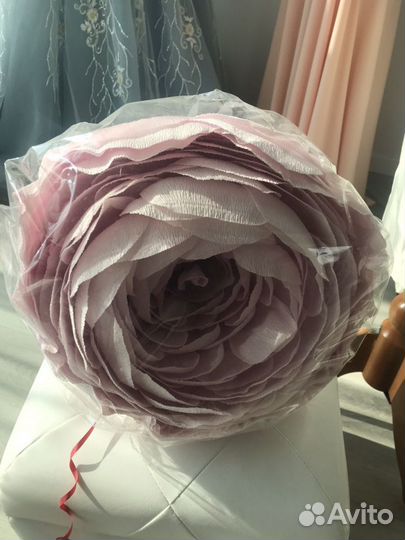 Цветок пион из гофрированной бумаги