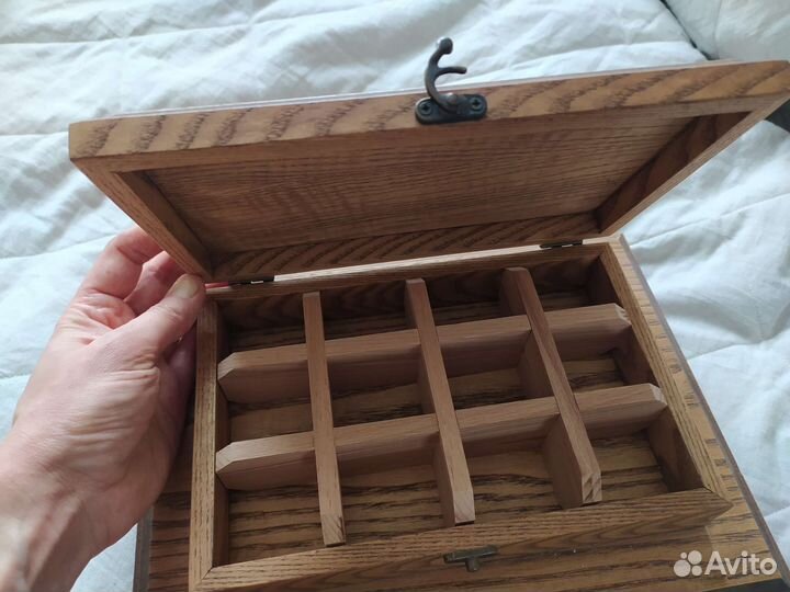 Деревянная шкатулка из ясеня двухуровневая