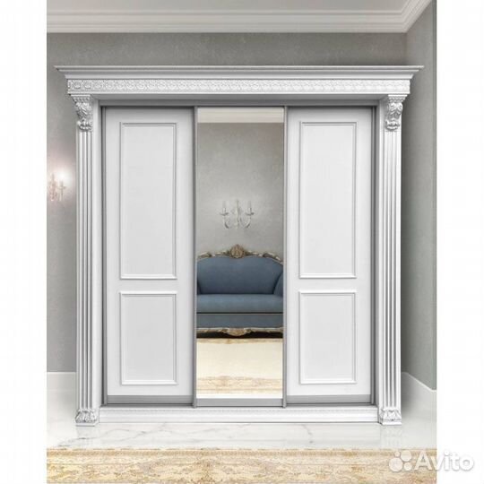 Шкаф-купе 2,38 м, патина золото или серебро