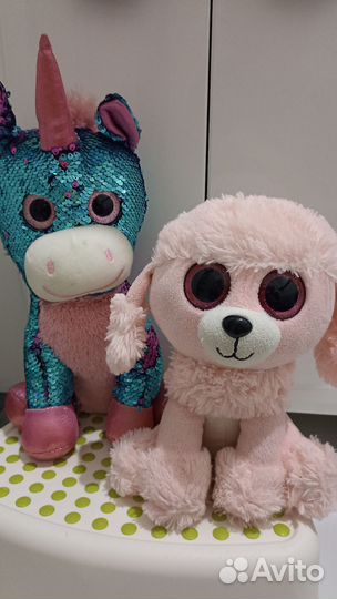 Мягкие игрушки, единорог, собачка с сумкой
