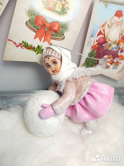 Ватная елочная игрушка Варенька