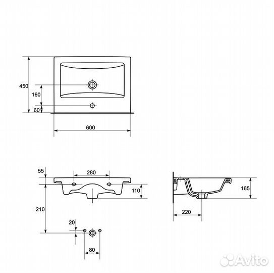 Тумба с раковиной Венеция Даниэль 60