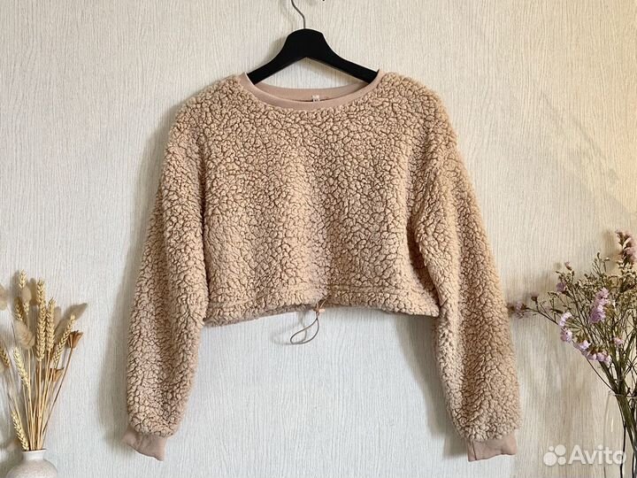Кофта барашек укороченная бежевая 42