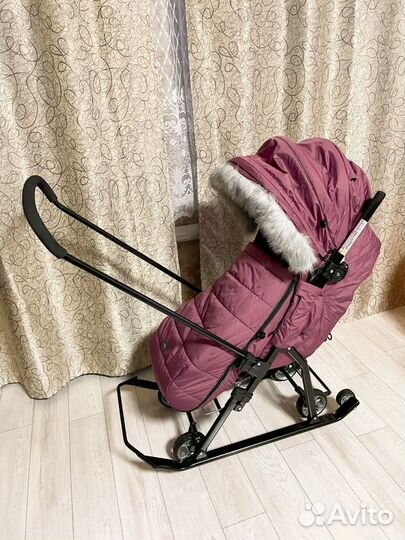 Детские санки коляска с колесами новые
