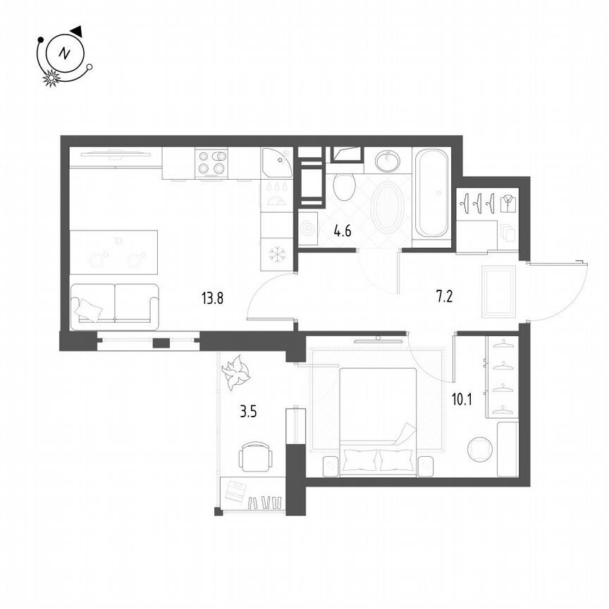 1-к. квартира, 37,5 м², 11/12 эт.