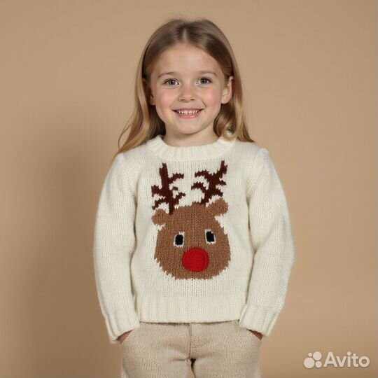 Свитер джемпер Next с оленем новогодний р 134-140
