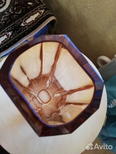 Ваза для цветов стекло Золотистое, лхзс СССР 1970