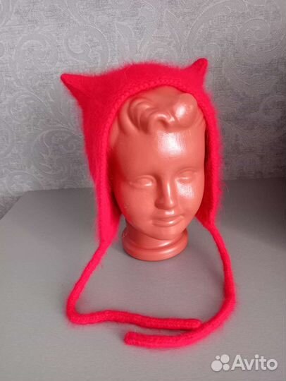 Чепчик с ушками из пуха норки