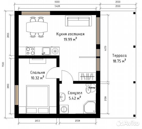 Каркасный дом 30 м² под ключ