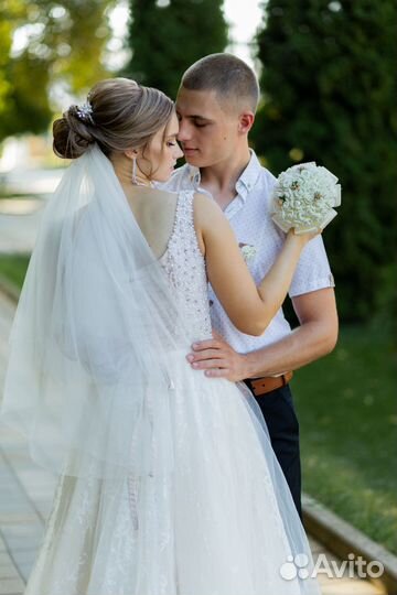 Свадебное платье 44 46 бу