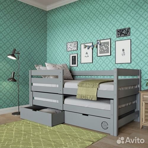 Кроватка от 2х лет из массива матрешка выдвижная