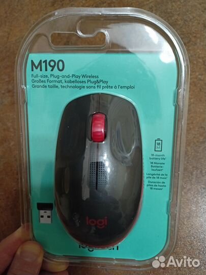 Мышь беспроводная Logitech M190 red