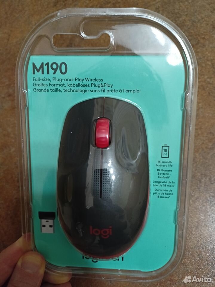 Мышь беспроводная Logitech M190 red