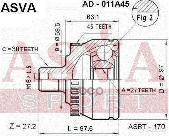 ШРУС наружный audi A6/A4 38x27x59 AD011A45 asva