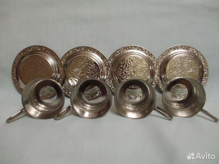 Набор -подстаканники с тарелочками (мельхиор) 1982