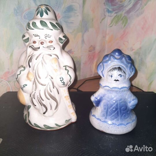 Старинные статуэтки Мороз, Снегурочка