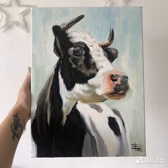 Картина корова маслом на холсте