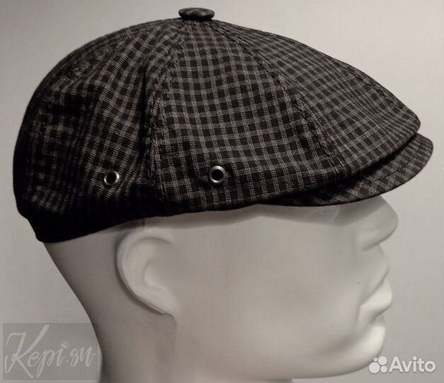 Кепка летняя лен, клетчатая восьмиклинка новая