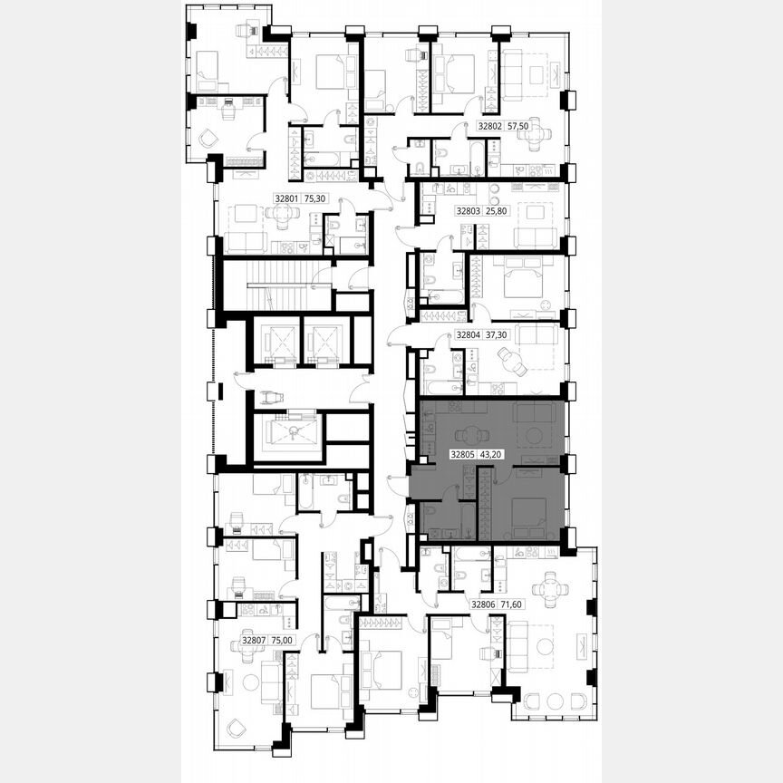 1-к. квартира, 43,2 м², 28/28 эт.
