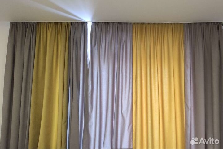 Шторы двухцветные канвас блэкаут на карниз 3м
