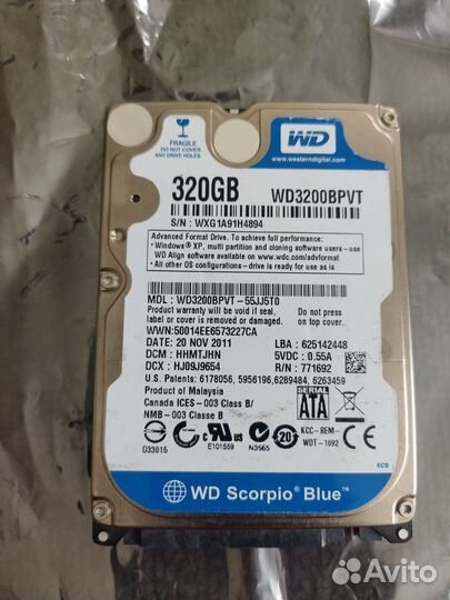 Жесткий диск для ноутбука SATA 2.5