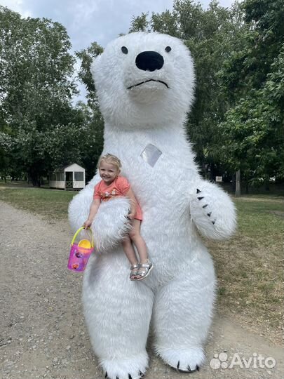 Белый мишка поздравление/Ростовая кукла