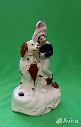 Статуэтка Staffordshire собака ньюфаундленд 19 век