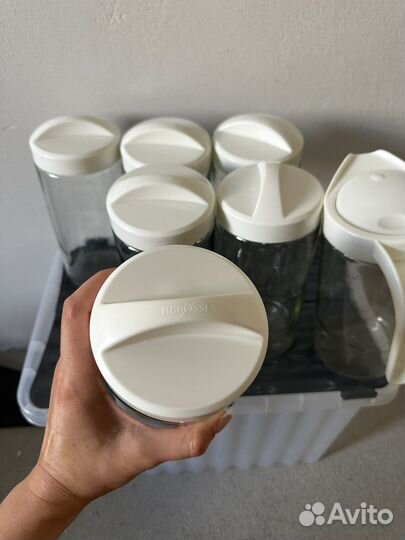 Набор банок стекло и кувшин