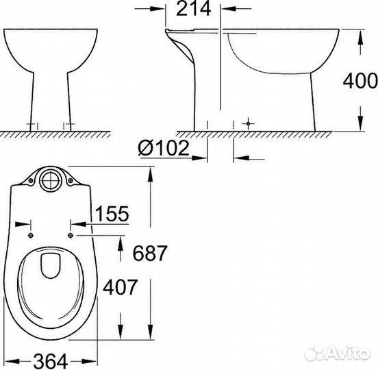 Унитаз-компакт Grohe Bau Ceramic 39429000