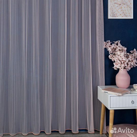 Плиссе тюль цвет пудра