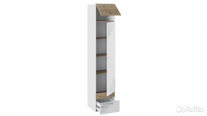 Шкаф для белья «Оксфорд» (Ривьера/Белый с рисунком