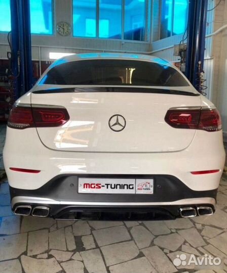 Диффузор с насадками 63 AMG на GLC-Coupe c253 рест